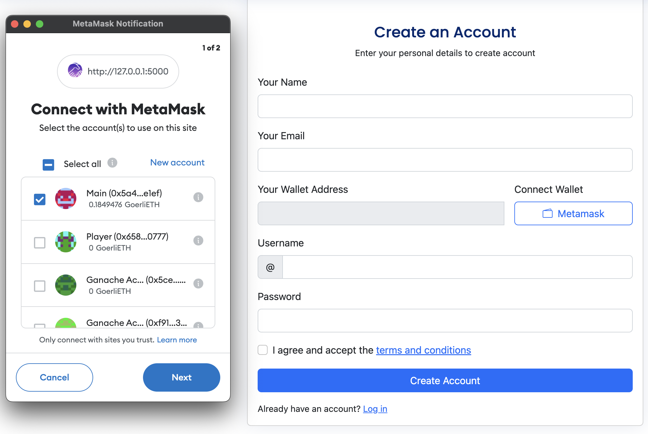 Bet creation screen with open or exclusive mode selection, stake amount input, and outcome choice, with funds locking the moment the creation transaction confirms on-chain